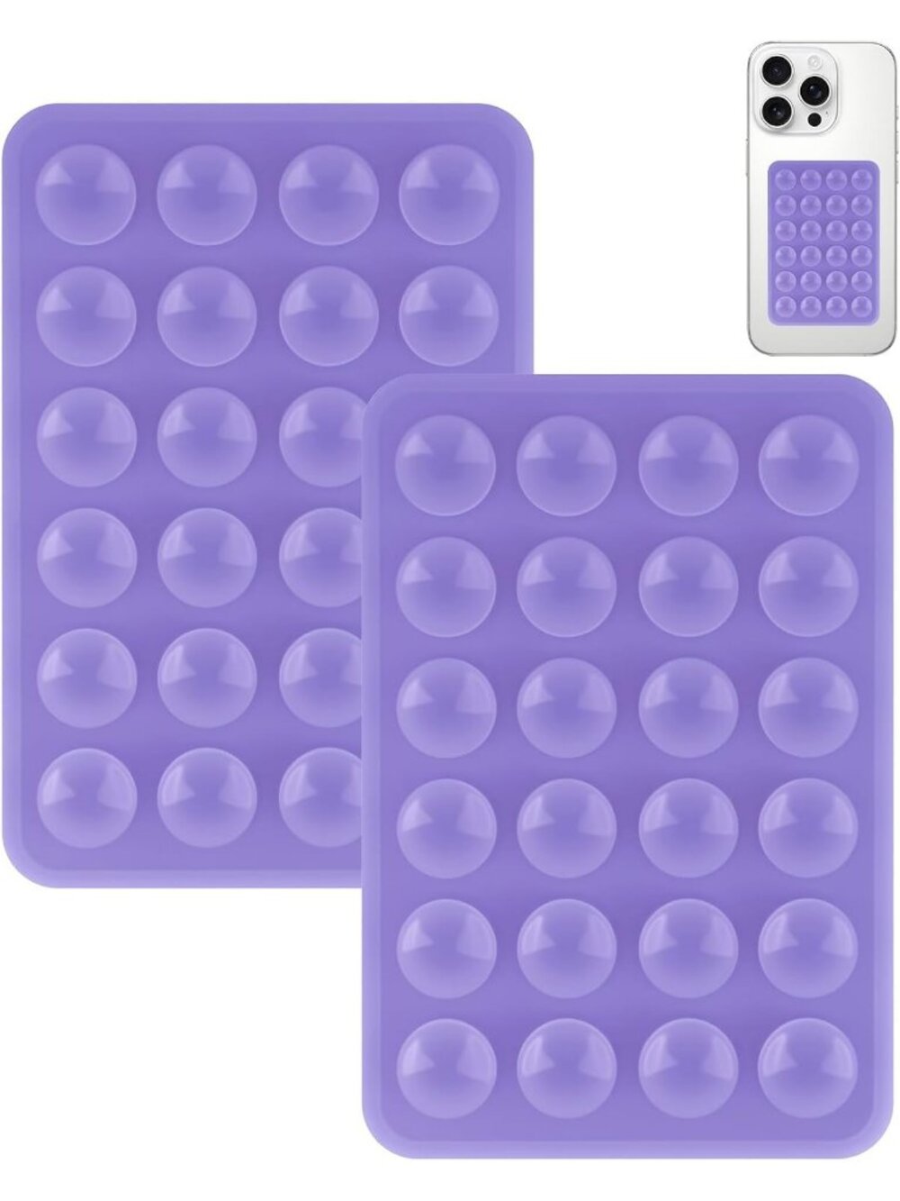 2 Pack Purple Silicone Suction Phone Mount Silicon Adhesive Smartphones Case